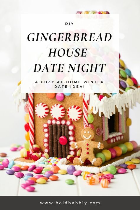 gingerbread house date night House Date Night Ideas, Gingerbread House Date, Building Gingerbread Houses, Winter Building, Date Night Ideas At Home Romantic, Diy Gingerbread House, Winter Date Ideas, Ginger Bread House Diy, Date Night Ideas For Married Couples