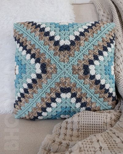 How to Make a MODERN Granny Square Pillow +Free Pattern! Crochet Pillow Case Free Pattern, Crochet Granny Pillow, Crochet Granny Square Pillow Pattern, Crocheted Cushion Covers, Crochet Pillow Cover Pattern Free Granny Squares, Granny Square Pillow Cover Free Pattern, Easy Crochet Pillow Cover Pattern Free, Crochet Pillow Cover Granny Square, Crochet Pillow Cover Pattern Free