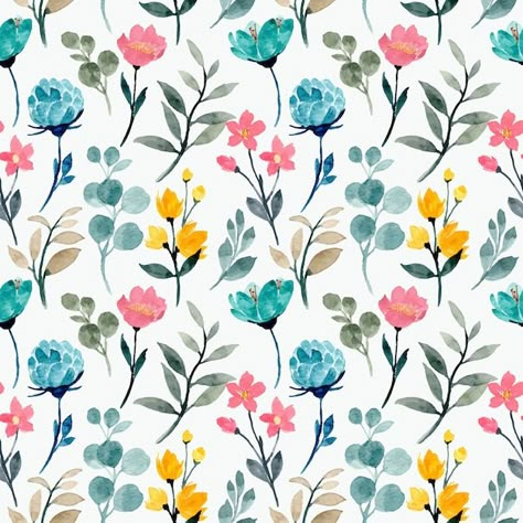 Wild floral watercolor seamless pattern | Premium Vector #Freepik #vector #colorful-leaves #leaf-pattern #colorful-floral #floral-wallpaper Cricut Paper Crafts, Sticker Svg, Floral Textile, Folk Art Flowers, Watercolor Floral Pattern, Print Design Pattern, Paper Patterns, Flower Art Images, Abstract Floral Print