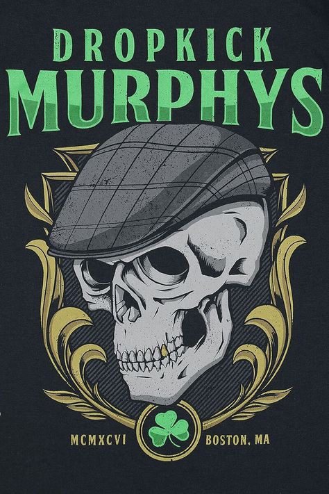 Dropkick Murphys Tattoo, Dropkick Murphys, Social Distortion, Heavy Metal Art, Comic Villains, Celtic Music, Skate Art, Musical Art, Skull T Shirt