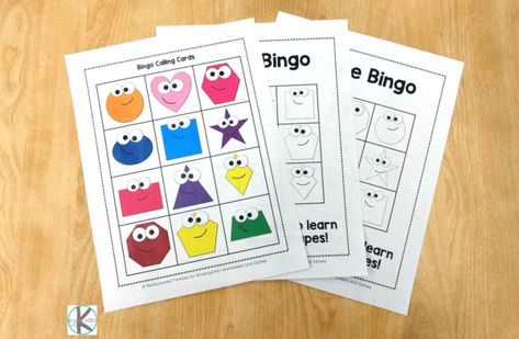 Shape Bingo, Math Activity For Preschool, Bingo Printable Free, Kindergarten Shapes, Shape Activities Kindergarten, Shapes Activity, Two Dimensional Shapes, Free Bingo Cards, Shape Activities Preschool