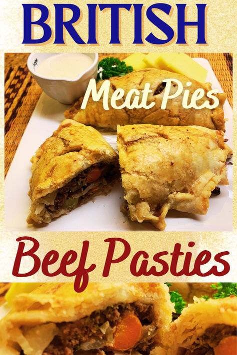 Hearty, full-lunch of beef and veggies in the flakiest hand-held crust! A delicious British tradition! #britishpastiesmeatpies #bestbritishpastiesmeatpies #easybritishpastiesmeatpies #bestcrustforpasties #bestcrustforbritishmeatpies #easybritishpastiesforfamily #bestbritishpastiesforcompany #britishmeatpiesforpicnics #britishpastiemeatpiesforsnacks #internationalmeatpies #britishhandheldmeatpies #favoritebritishbeefpierecipes #beefandveggymeatpies #meatpieswithonioncarrotsandpotatoes Ground Beef Pasties, Cornish Beef Pasties 12 Tomatoes, Beef Pasties Recipes, Pasty Recipe Beef, English Pasties, Cornish Beef Pasties, English Meat Pie, Scottish Meat Pie Recipe, Meat Hand Pie Recipe