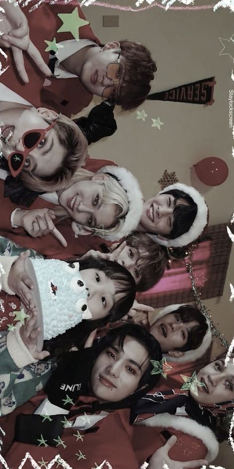 Skz Christmas Wallpaper Ot8, Stray Kids Lockscreen, Stray Kids Ot8, Group Wallpaper, Kpop Backgrounds, Kpop Iphone Wallpaper, Different Person, Cocoppa Wallpaper, Kids Background