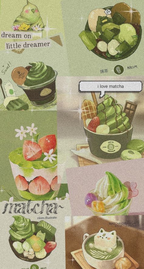 Matcha Theme Wallpaper, Cute Matcha Wallpaper, Matcha Lockscreen, Matcha Wallpaper Aesthetic, Matcha Aesthetic Wallpaper, Wallpaper Matcha, Matcha Wallpaper, Wall Iphone, Wallpaper Food