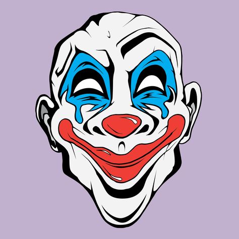 Clown Designs Art, Cartoon Clown Tattoo, Funny Clown Drawing, Joker Clown Mask, Clown Line Art, Trippy Clown Drawing, Evil Clown Tattoos, Joker Clown, Clown Mask