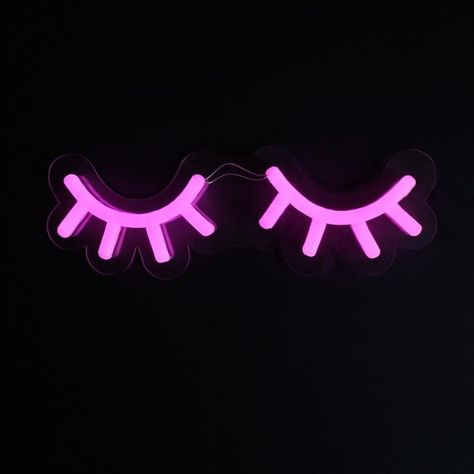 Lash Post, Fun Interior Design, Pink Neon Wallpaper, Fun Interior, Princess Barbie Dolls, Neon Wall Signs, Custom Neon Lights, Sleep Eyes, Neon Wall