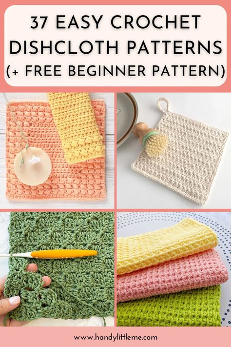 37 Easy Crochet Dishcloth Patterns (+ Free Beginner Pattern) - Handy Little Me Easy Dishcloth Crochet Pattern Free, Free Crochet Patterns For Dishcloths, Wash Cloth Crochet Pattern Easy, Crochet Dishcloth Free Pattern Easy, Dishcloth Patterns Free Crochet, Dish Towel Patterns, Easy Crochet Washcloth Pattern Free, Crochet Kitchen Items Free Pattern, Crochet Ideas Easy Gifts