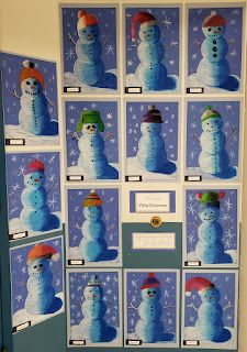 Snowman Oil Pastel Art, Oil Pastel Snowman, Winter Art Ks2, Christmas Oil Pastel Art, Snowman Art Project, Hazelwood School, Snowmen Art, January Classroom, Snowman Art