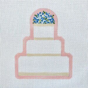 JCB Stitches - Wedding Cakes Needlepoint Designs || The Plum Stitchery Painted Initials, Simple Beach Wedding, Wedding Cake Tops, Travel Ornament, Lettering Guide, Needlework Shops, Pink Wedding Cake, Needlepoint Designs, Needlepoint Kits