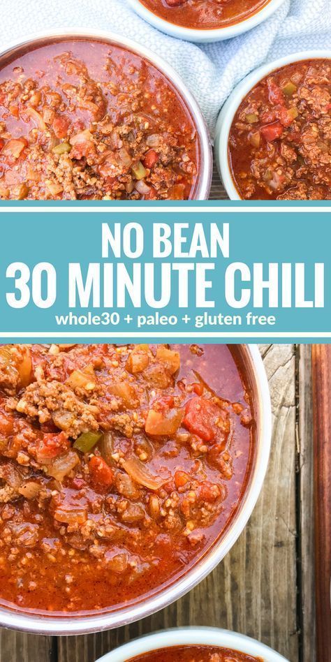 30 Minute Chili, Chili Bean, Classic Chili Recipe, Hearty Comfort Food, Crockpot Chili, Chilli Recipes, Chili Recipe Easy, Bean Chili, Paleo Whole 30