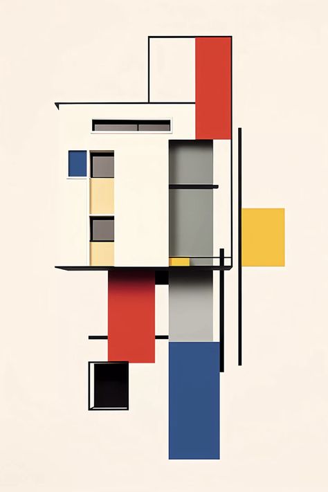 De Stijl mouvement architectural caractéristique histoire lien avec le Bauhaus Bauhaus Inspired Design, Bauhaus Web Design, Bauhaus Moodboard, Abstract Architecture Painting, Bauhaus Design Architecture, Bauhaus Minimalism, Bauhaus Illustration, Bauhaus Painting, Bauhaus Graphic Design