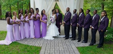 50 shades of purple theme  Loc'd wedding  Lakeview Pavilion  Purple wedding  Lilac wedding Purple And Grey Wedding Party, Shades Of Purple Wedding Theme, Congolese Wedding, Purple Wedding Party, 50 Shades Of Purple, Purple Wedding Ceremony, Purple Black Wedding, Lilac Wedding Themes, Gray Wedding Party