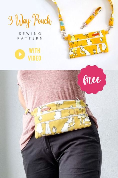 Hip Bag Pattern Free, Bum Bag Pattern, Hip Bag Pattern, Fanny Pack Pattern, Pochette Portable, Crossbody Bag Pattern, Purse Sewing Patterns, Pouch Sewing, Bag Pattern Free