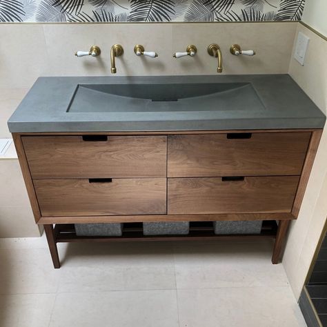 Vanity & Concrete Sink — Goodwood Design Concrete Sink Diy, Concrete Bathroom Vanity, Sink Diy, Concrete Vanity, Concrete Bathroom, Concrete Sink, Signature Design, Bathroom Remodel, Bathroom Ideas