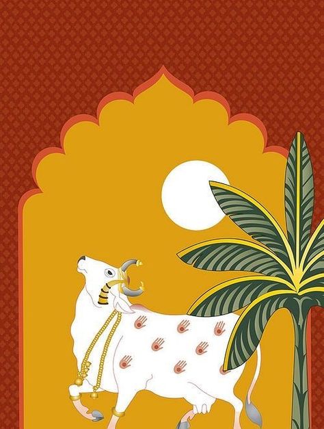 Pichwai Cow, Indian Traditional Paintings, Cow Art Print, Pichwai Paintings, Cow Painting, Indian Folk Art, Madhubani Painting, Cow Art, Indian Paintings