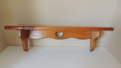 The great thing about those HEART shelves everyone had, is they usually were solid oak. I just took the back off and there was a solid oak shelf which is timele… September Projects, Small Wooden Shelf, Country Shelves, Heart Shelf, Shelf Makeover, Shabby Chic Shelves, Ideas Habitaciones, Oak Shelf, Bottle Caddy