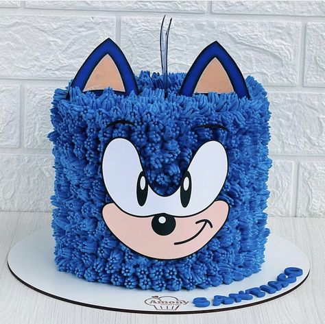 Sonic Smash Cake, Sonic Party Cake, Sonic Hedgehog Birthday Ideas, Sonic Birthday Cakes, Simple Sonic Cake, Sonic Birthday Cake Ideas, Sonic The Hedgehog Birthday Party Cake, Sonic Cake Ideas, Sonic Cakes For Boys