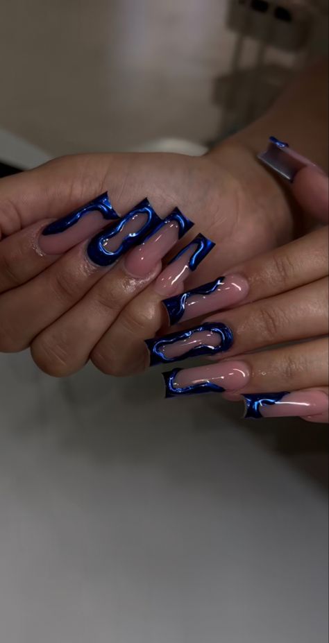 After Prom Outfit Parties, Astronaut Nails, Blue Freestyle Nails, Medium Nail Designs, Chris Brown Concert, Concert Fit, Acrylic Toe Nails, Short Square Acrylic Nails, Long Acrylic Nails Coffin