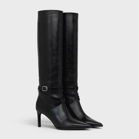 Celine Verneuil high boot in Calfskin - Black | CELINE Celine Shoes, Luxury Boots, Fancy Shoes, Black Leather Bags, Boutique Online, Dream Shoes, Winter Shoes, Heeled Ankle Boots, Leather Goods