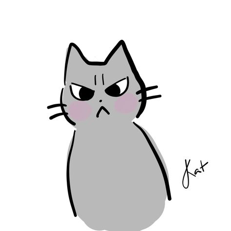 Angry Cat Drawing, Adobe Fresco, Cat Doodle, Cat Sketch, Angry Cat, Cute Notes, Cat Drawing, Easy Drawings, Doodles