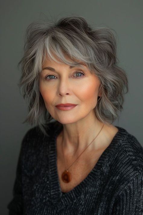 Long Blonde Curls, Grey Bob Hairstyles, Blonde Layered Hair, Chic Haircut, Shag Hairstyles, Short Hair With Bangs, Short Bob Hairstyles, Elegant Hairstyles, Grey Hair