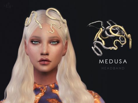 The Sims Resource: Snake headband - Medusa by Starlord • Sims 4 Downloads Medusa Crown, Snake Headband, The Sims 4 Pc, 2016 Couture, Pelo Sims, Sims 4 Dresses, Valentino Dress, Sims4 Clothes, Sims Four