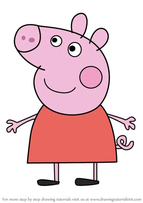 Learn How to Draw Peppa Pig from Peppa Pig (Peppa Pig) Step by Step : Drawing Tutorials Peppa Pig Family Drawing, Peppa Pig Drawing, Peppa Pig Cartoon, Peppa Pig Family, Pig Drawing, Toddler Arts And Crafts, Pig Art, Family Drawing, Peppa Pig Birthday