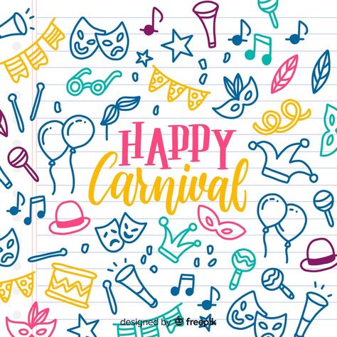 Carnival Doodles, Carnival Drawing, Hand Lattering, Carnival Classroom, Doodle Elements, Carnival Background, Carnival Design, Theme Carnaval, Vector Doodle