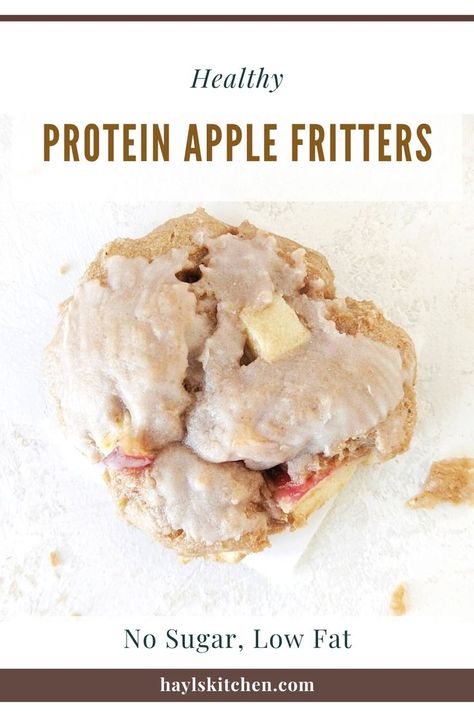 Protein Apple Fritters for a healthy, but tasty alternative your bakery favorite. Complete with fresh apples and sugar-free glaze, protein powder apple fritters are low fat too! Healthy Protein Desserts, Low Salt Diet, Protein Baking, High Protein Desserts, Healthy Protein Snacks, Protein Treats, Protein Powder Recipes, Protein Desserts, Healthy Sugar