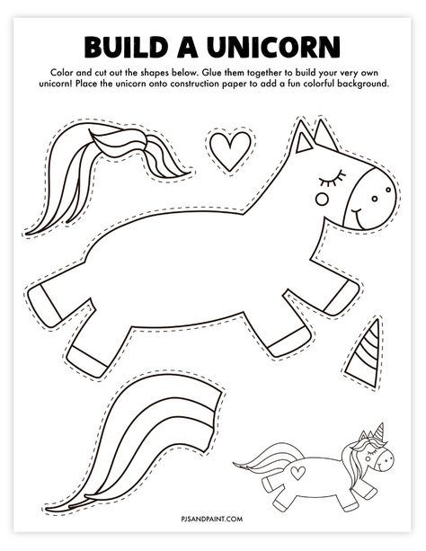 Build A Dragon Printable, Free Printable Crafts For Kids, Printable Crafts For Kids, Mountain Bluebird, Craft Printables, Unicorn Craft, Free Printable Crafts, Unicorn Crafts, Preschool Arts And Crafts