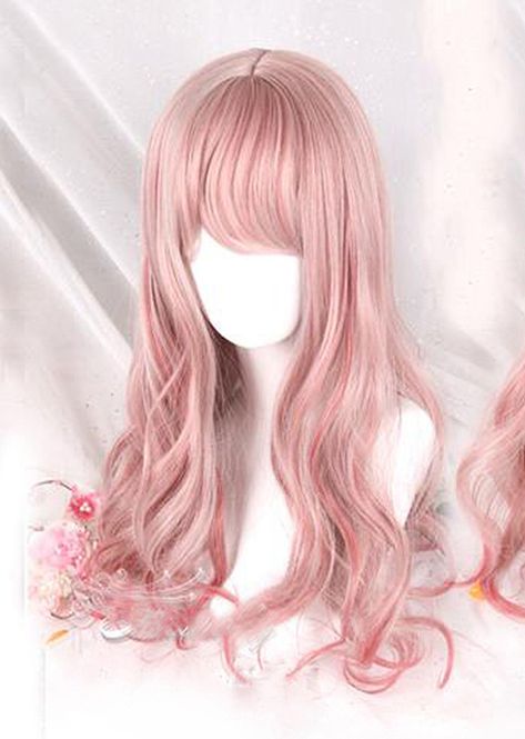 Pastel Pink Gradient, Long Hair Fashion, Dark Pink Hair, Bangs Long Hair, Fashion Cosplay, Wig Wavy, Kawaii Wigs, V Model, Kids Wigs