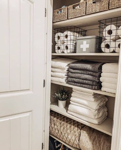 linen closet organization ideas? From small to large closets, we’ve found Linen Closet Organization Hallway, Small Linen Closet Organization, Linen Closet Organization Ideas, Linen Closet Design, Closet Organizing Ideas, Closet Organization Solutions, Small Linen Closets, Bathroom Linen Closet, Linen Closet Storage