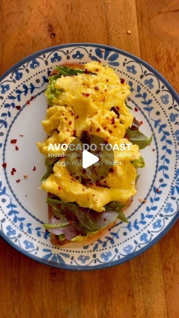 Arshena Inshan on Instagram: "Avocado toast forever 🥑🍞✨
.
Sourdough toast
Avocado smashed with a clove of garlic
Okinawa spinach
Scrambled eggs
Red pepper flakes
.
.
.
.
.
#avocadotoast #avocadorecipes #avocado🥑 #toasttuesday #toastsforall #breakfasttoast #simplebreakfast #breakfastrecipe #guyanese #trini" Okinawa Spinach, Spinach Scrambled Eggs, Scrambled Eggs With Spinach, Toast Avocado, Sourdough Toast, Breakfast Toast, Avocado Recipes, Scrambled Eggs, Red Pepper Flakes