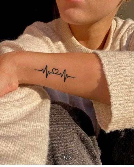 Heartbeat Tattoos For Women, Tattoo Heartbeat, Lifeline Tattoos, Heartbeat Tattoo Design, Heartbeat Tattoo, Name Tattoo, Tattoos Ideas, Couples In Love, Unique Tattoos