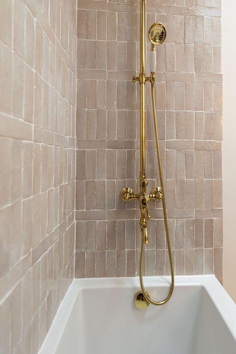 Finger Tile Backsplash, Zeolite Tile Bathroom, Transitional Shower Tile Ideas, Second Bathroom, Zia Tile, Primary Bath, Pool Bath, Primary Bathroom, Floor Bathroom