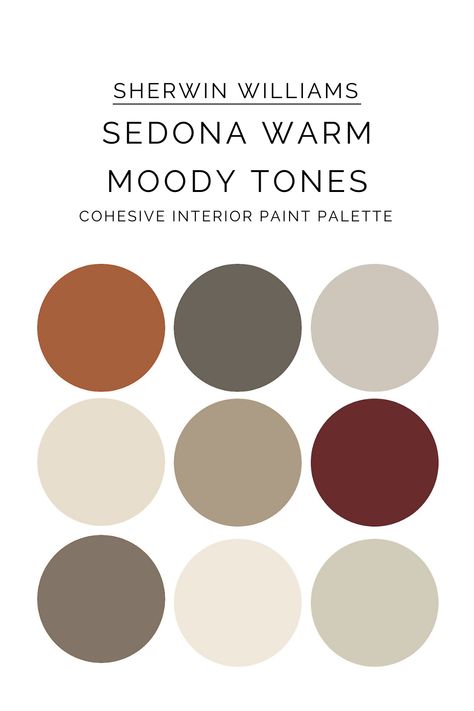 Embrace the Warmth: Transform Your Home with a Southwest Inspired Paint Color Palette - kristinacipolla.com Farmhouse Earth Tones, Neutral Bathrooms Earth Tones, Earth Tone Paint Palette, Interior Color Palette Earth Tones, Earth Tones Sherwin Williams, Earthy Color Palette Sherwin Williams, Sherwin Williams Earth Tone Paint Colors, Warm Bathroom Colors Earth Tones, Warm Earth Tone Color Palette