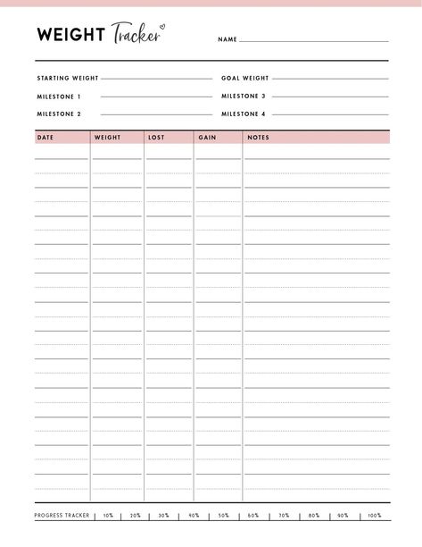 Weight Tracker Printable Free, Daily Weight Tracker, Weight Log Printable, Weight Tracker Template, Weight Planner, Weight Tracker Printable, Daily Weigh In Template, Daily Weight Tracker Printable, Fitness Tracker Template