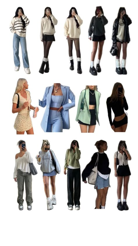 Outfit Collages Aesthetic, What A Girl Wants Movie Outfits, Cute Movie Outfits, Sixth Form Outfit, Europe Trip Outfits, Downtown Girl Outfits, Cute Trendy Outfits, Outfits With Accessories, Uni Fashion