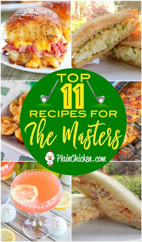 Top 11 Recipes for The Masters Masters Chicken Salad Recipe, Masters Golf Food Recipes, Golf Appetizers Parties, The Masters Food Ideas, Master Golf Party Food, Masters Brunch, The Masters Food, Pga Masters Party, Masters Golf Food Ideas