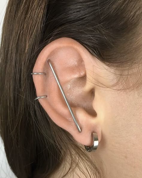 Industrial piercing aesthetic