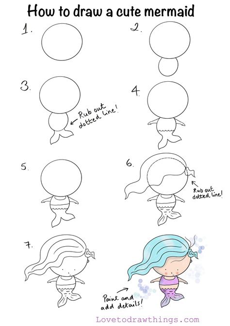 Trin For Trin Tegning, Mermaid Face, Draw Face, Easy Step By Step Drawing, Drawing Instructions, Drawing Lessons For Kids, Mask Pattern, Easy Drawings For Kids, Cute Mermaid