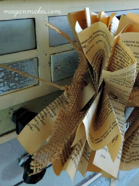 Book Page Garland Diy, Burlap Garland Diy, Sheet Music Decor, Book Page Garland, Book Page Flowers, Garland Tutorial, Vintage Market Days, Page Crafts, Burlap Garland