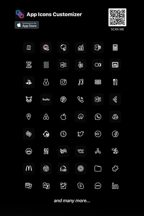 Inspiring and refreshing bundle of iPhone app logos for your main screen. Dark aesthetic with minimal icons. Discover How to change your iOS. Make yourself different. Boho Icons, Roblox Pfp, Craft App, App Logos, Ig Highlights, Icon Design Inspiration, Create Icon, Screen Icon, Themes App