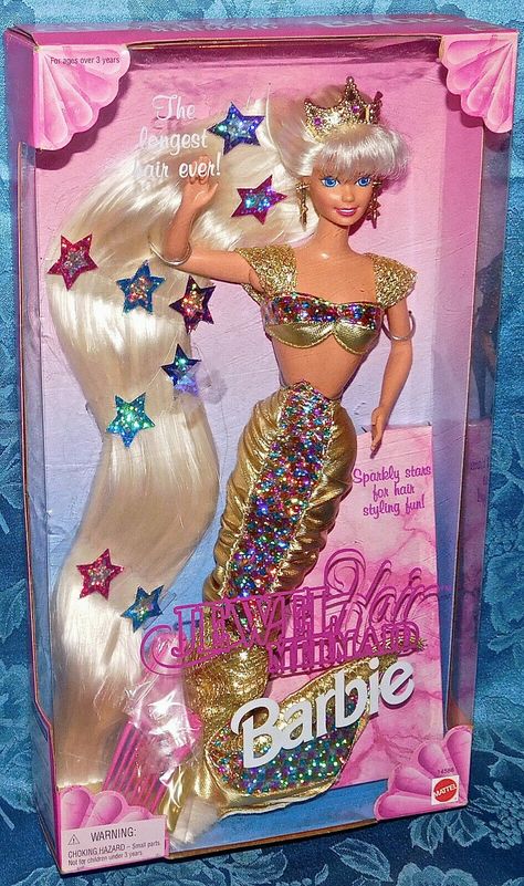 Jewel Hair Mermaid Barbie, Iconic Barbies, 90s Barbie Dolls, Barbie Long Hair, Barbie Mermaid Doll, Jewel Hair, Barbie Mermaid, Barbie Fairy, Barbie 80s