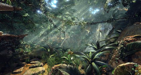 unreal-engine-4-quixels-jungle-environment-6 Quixel Megascans, Forest Inspiration, Fantasy Settings, Nature 3d, 3d Environment, Fantasy Concept, Ancient Forest, Dream Places, Beauty Shots