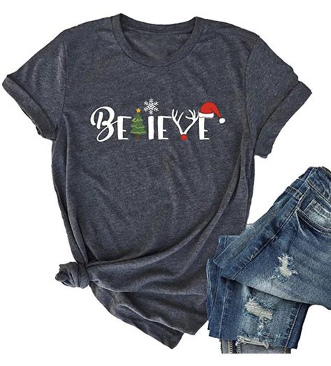 Merry Christmas Design, Christmas Pj, Christmas Tee Shirts, Believe Christmas, Christmas T Shirt Design, Graphic Print Shirt, Christmas Tshirt, Merry Christmas Shirts, Christmas Graphic