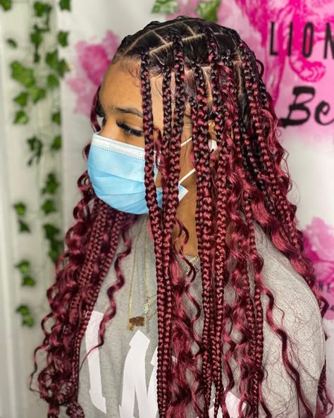 Red Box Braids, Colored Braids, Box Braids Hairstyles For Black Women, Cute Box Braids Hairstyles, Box Braids Styling, Braids With Curls, Beautiful Braids, Girls Hairstyles Braids, Girls Braids