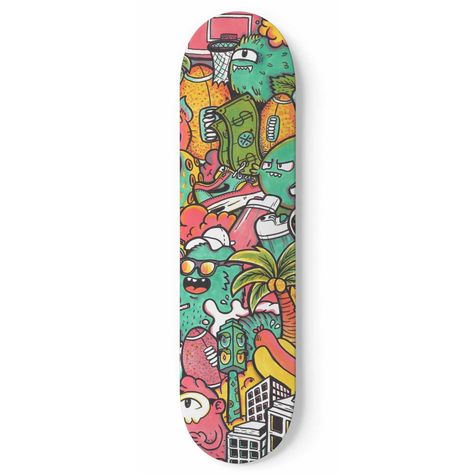 Doodle Monsters #3.0.0 Art On Skateboard, Skateboard Artwork, Skateboard Designs, Custom Skates, Doodle Monster, Skateboard Deck Art, Skateboard Wall, Skateboard Art Design, Skateboard Wall Art