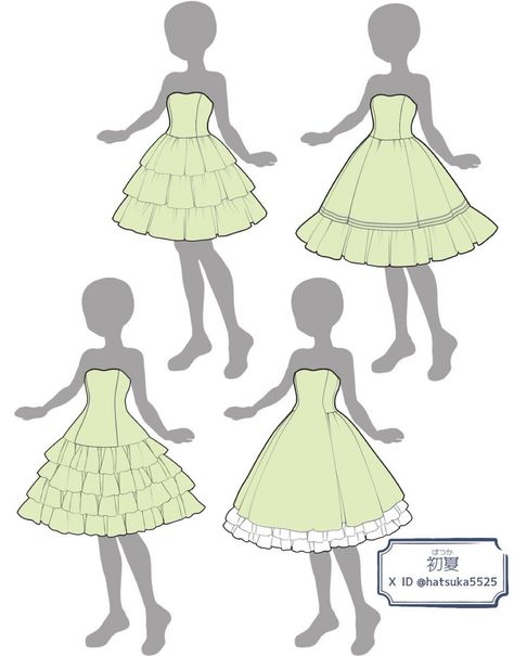 Dress Drawing Pose Reference, Manequin Dresses Drawing, How To Make A Dress For Beginners, Dress Tutorials Drawing, Puffy Dress Drawing, How To Draw Dresses, Dress Reference Drawing, Dress Drawing Reference, How To Draw Ruffles