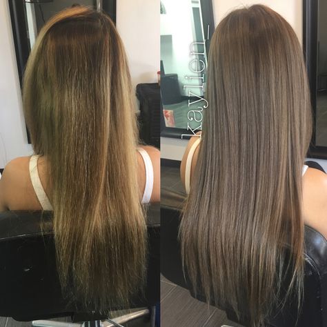 From uneven brassy color to light smokey ash brown. No bleach was used. Tmavý Blond, Ash Brown Hair Color, Ash Brown Hair, Ash Hair Color, Light Hair Color, Ash Brown, Trendy Hair Color, Brown Blonde Hair, Hair Color Balayage